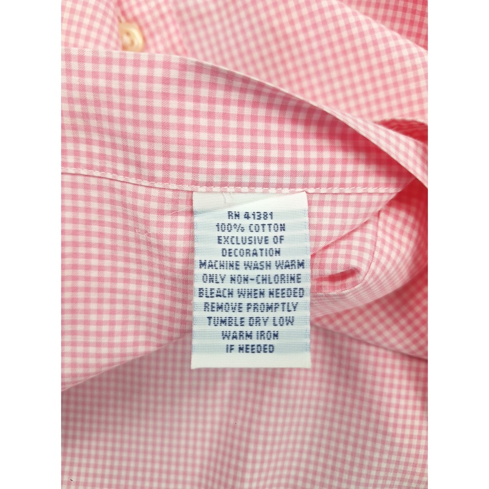 Ralph Lauren Mens Gingham Button Down Shirt Pink White Long Sleeve Size L - Picture 6 of 7